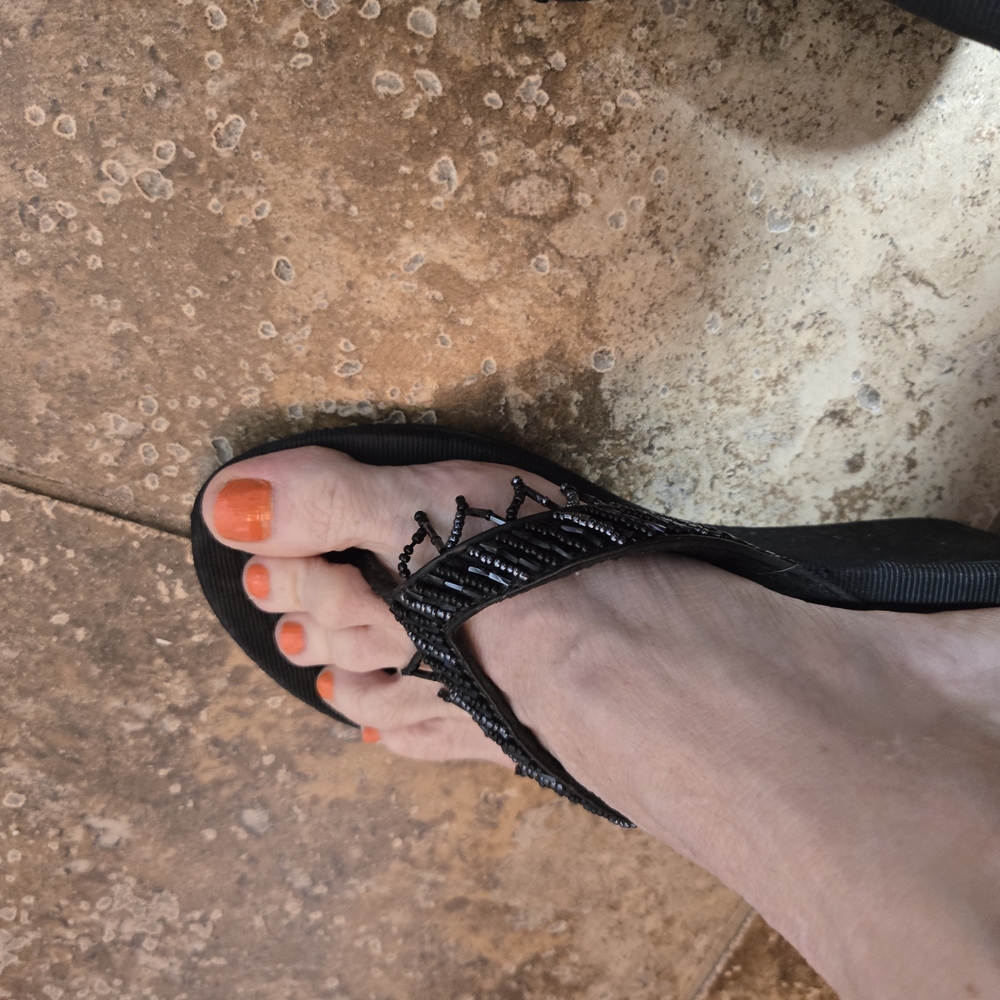 Black Casual Thong Sandals